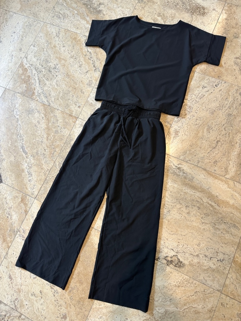 Albion Jetsetter Black Two-Piece Relaxed Top & Wide Leg Pants Set